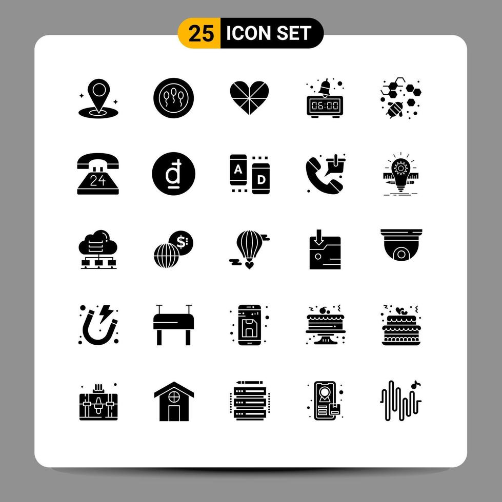 conjunto de 25 iconos de interfaz de usuario modernos signos de símbolos para en cualquier momento miel como elementos de diseño vectorial editables de reloj de abeja vector