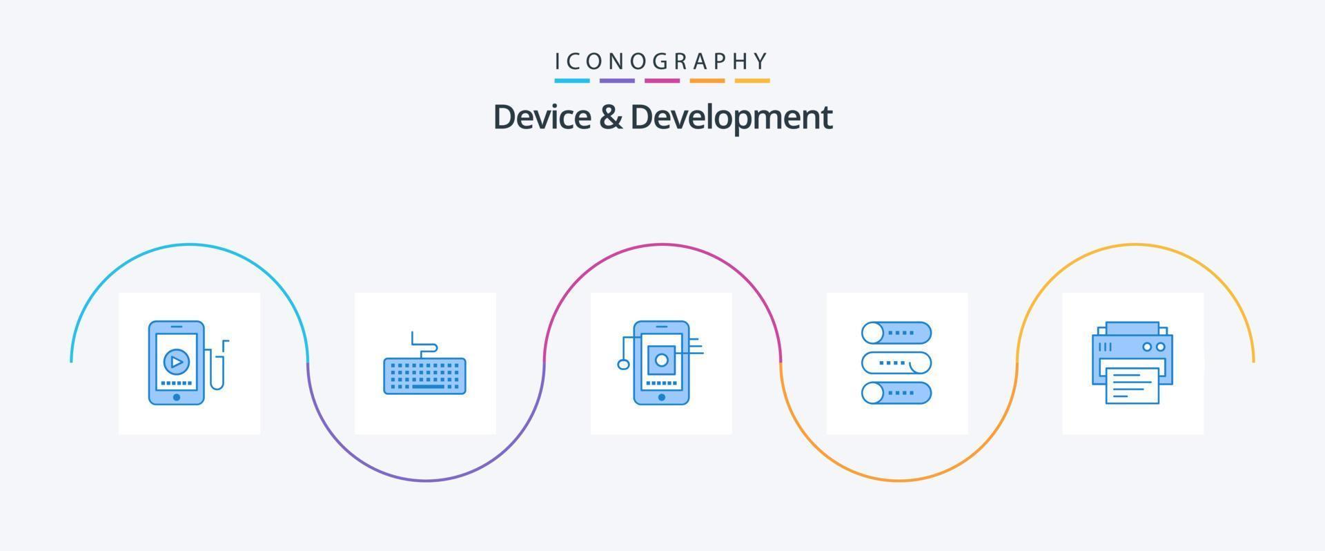 Device And Development Blue 5 Icon Pack Including print. on off. mobile . switch. setting vector