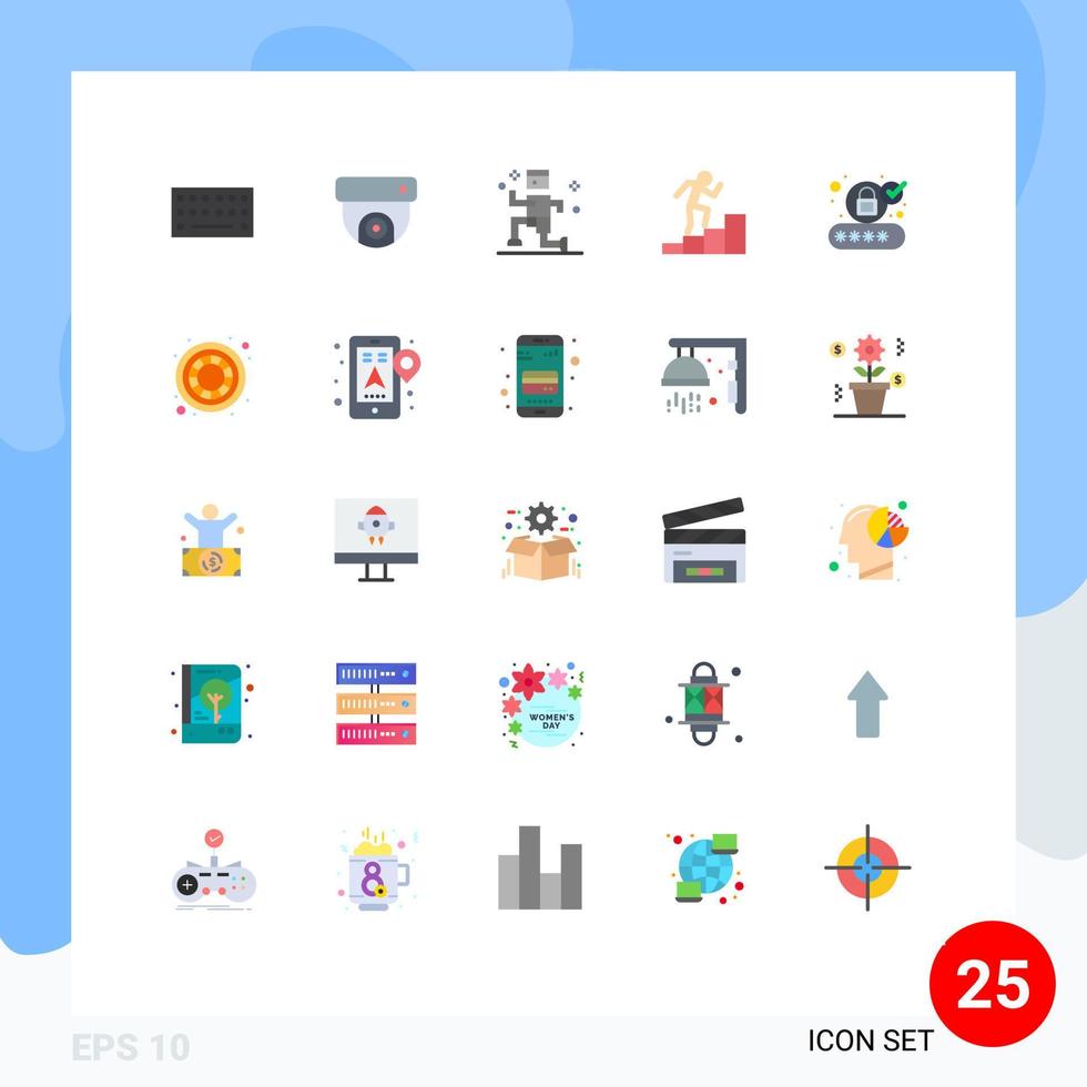 Pictogram Set of 25 Simple Flat Colors of creative security running login account Editable Vector Design Elements