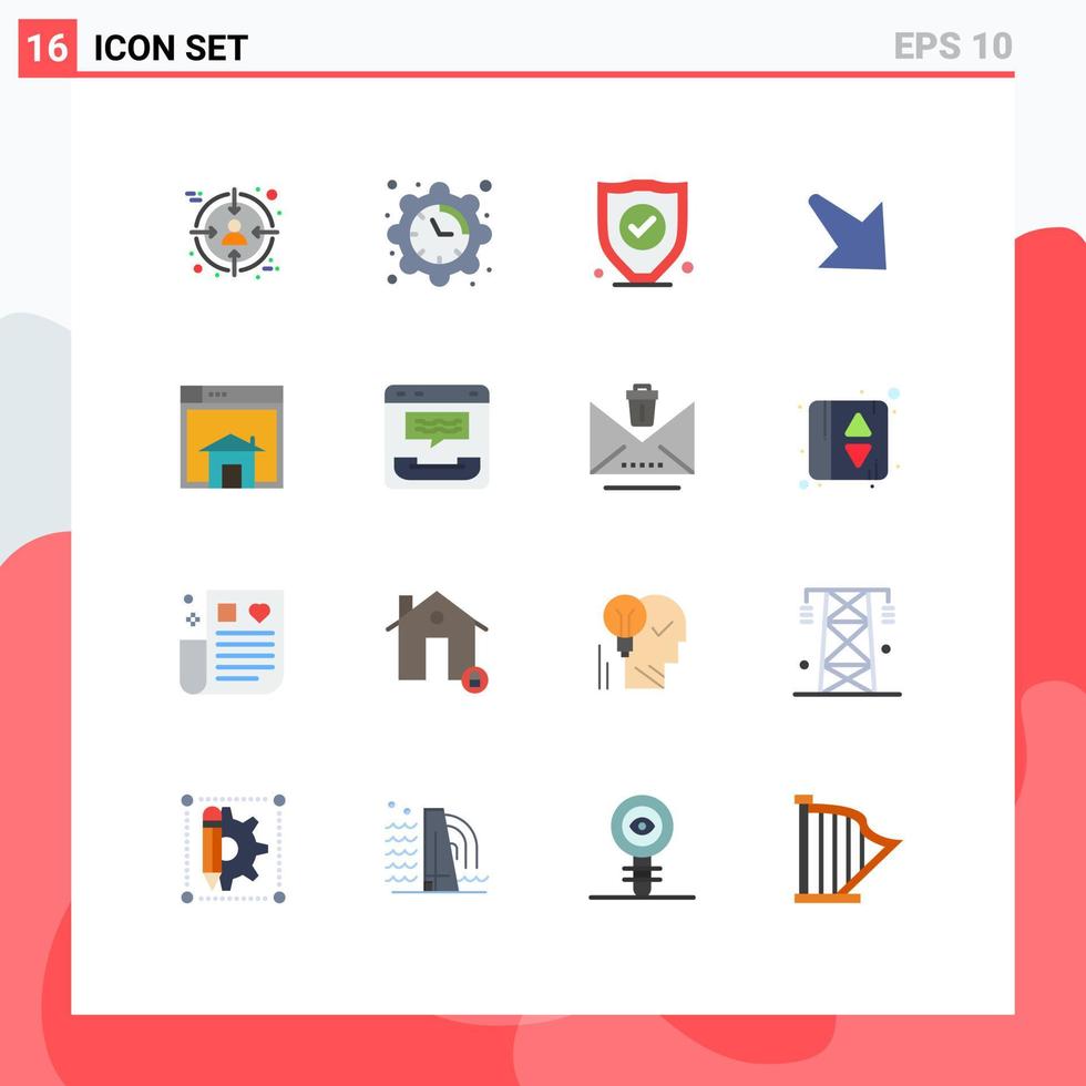 Pictogram Set of 16 Simple Flat Colors of layout sell insurance home down Editable Pack of Creative Vector Design Elements