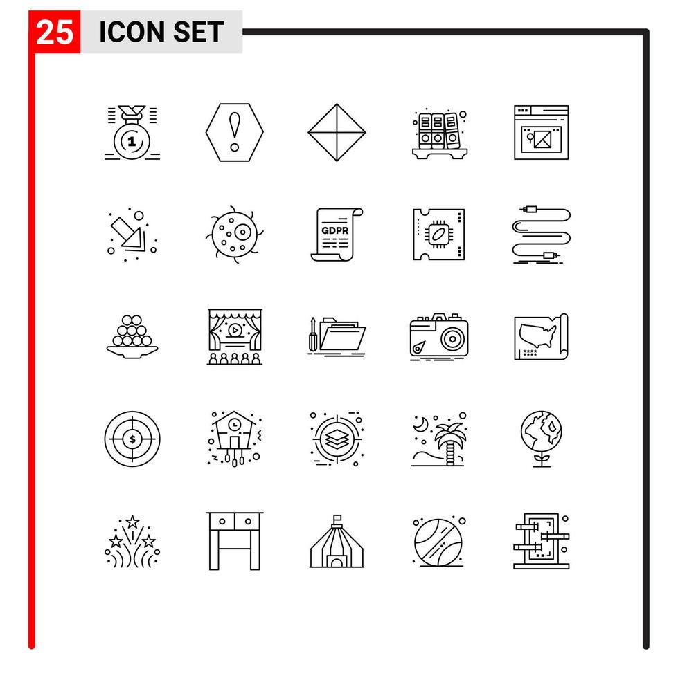 Pictogram Set of 25 Simple Lines of web internet safety history archive Editable Vector Design Elements