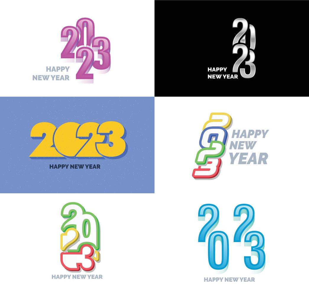 Big Collection of 2023 Happy New Year symbols Cover of business diary for 2023 with wishes vector