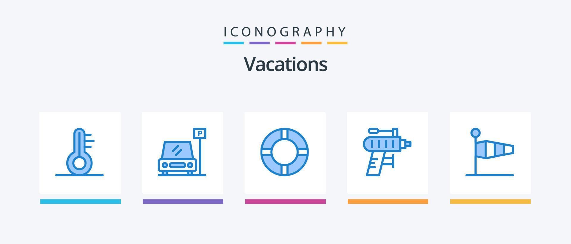 Vacations Blue 5 Icon Pack Including speed. blow. life. air. tool. Creative Icons Design vector