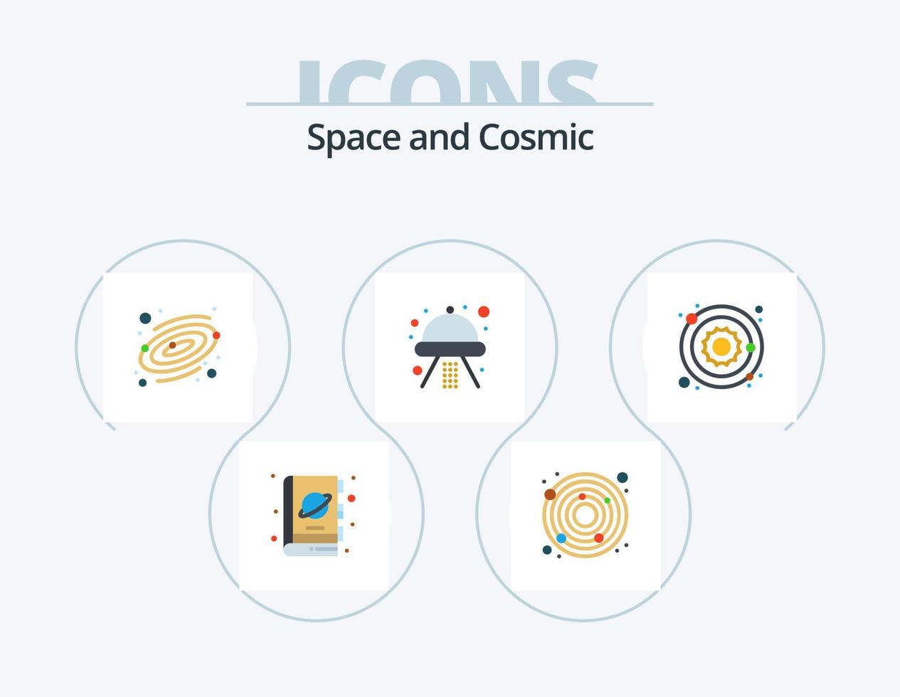 Space Flat Icon Pack 5 Icon Design. star. astronomy. astronomy. ufo. ship vector
