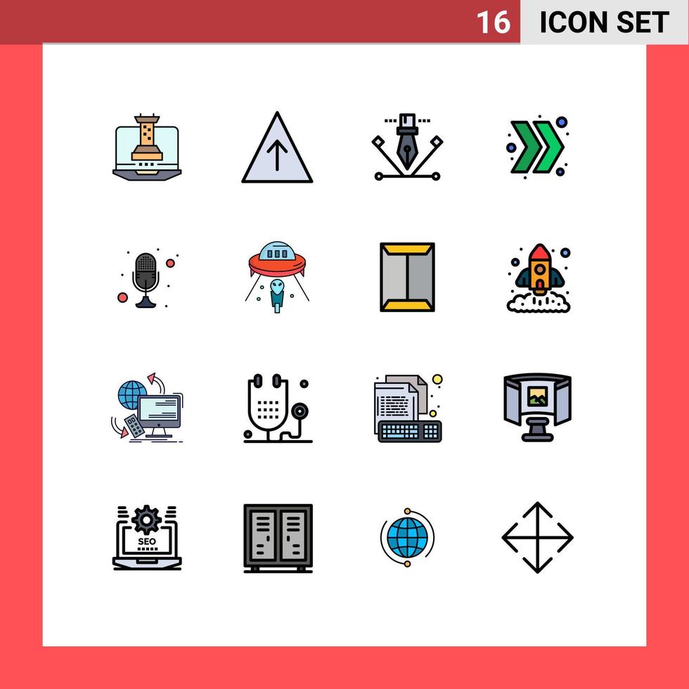 16 Creative Icons Modern Signs and Symbols of recorder microphone designing mic chevron Editable Creative Vector Design Elements