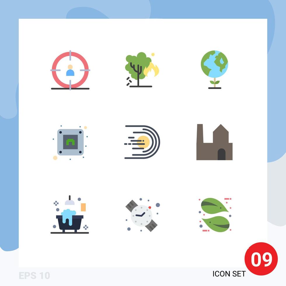 9 Flat Color concept for Websites Mobile and Apps space flight ecology comet plug Editable Vector Design Elements