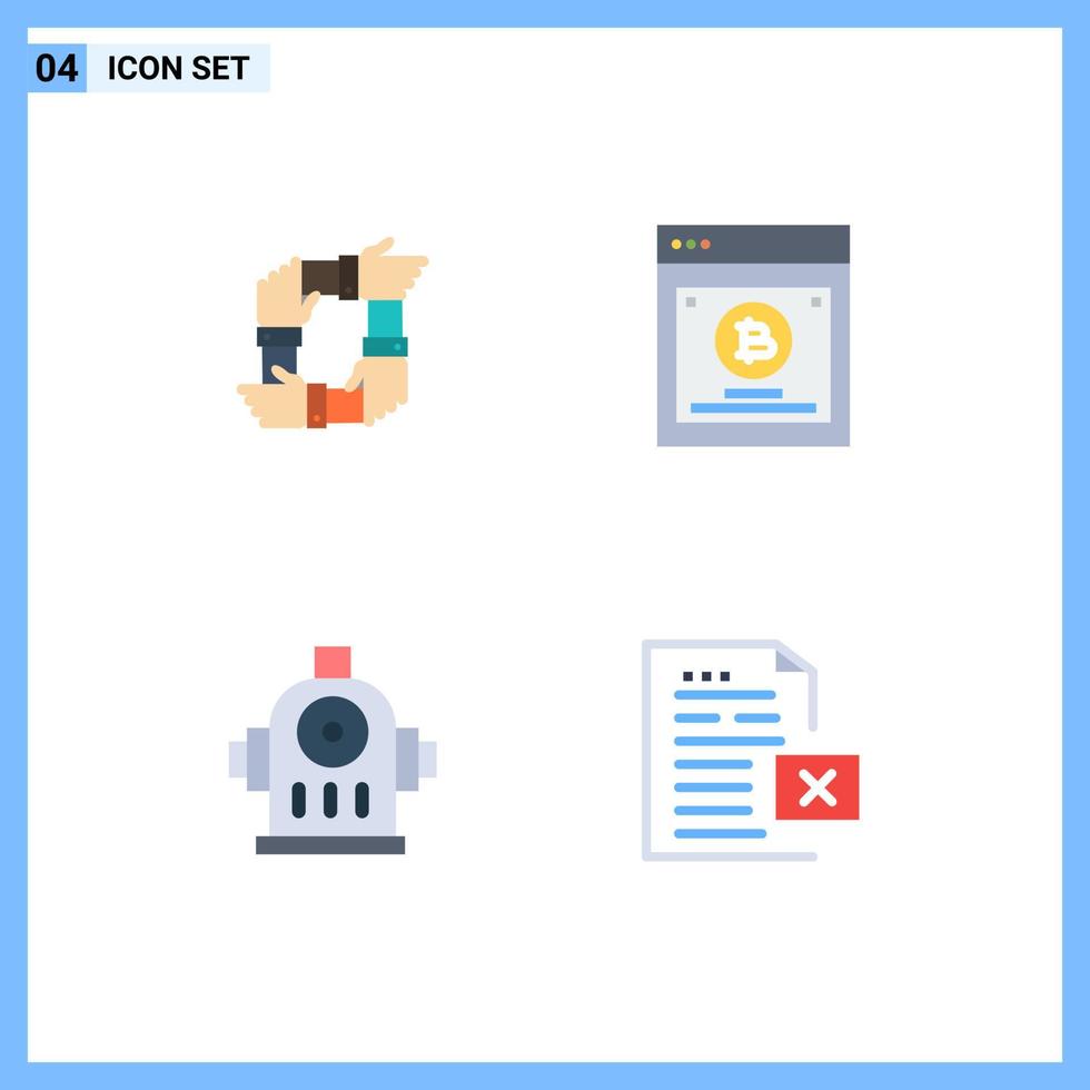 Modern Set of 4 Flat Icons Pictograph of teamwork split testing hands testing hydrant Editable Vector Design Elements