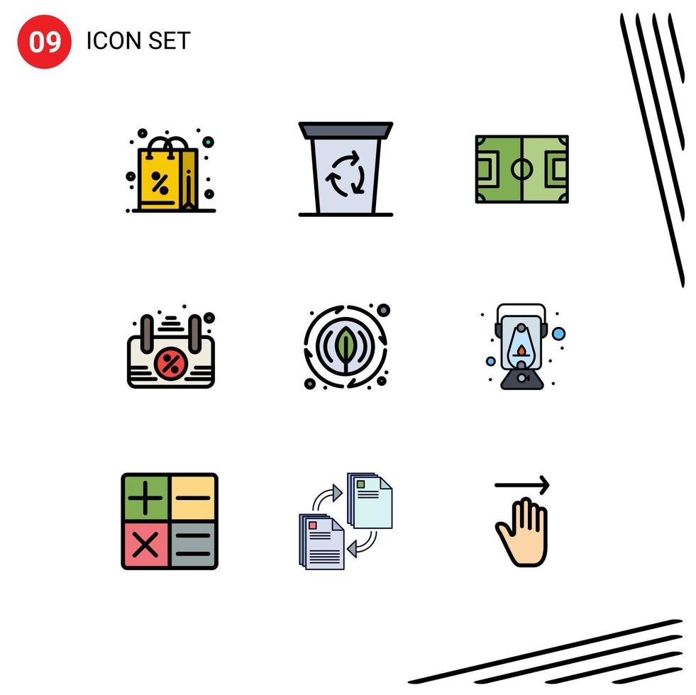 Set of 9 Modern UI Icons Symbols Signs for nature energy football open board Editable Vector Design Elements