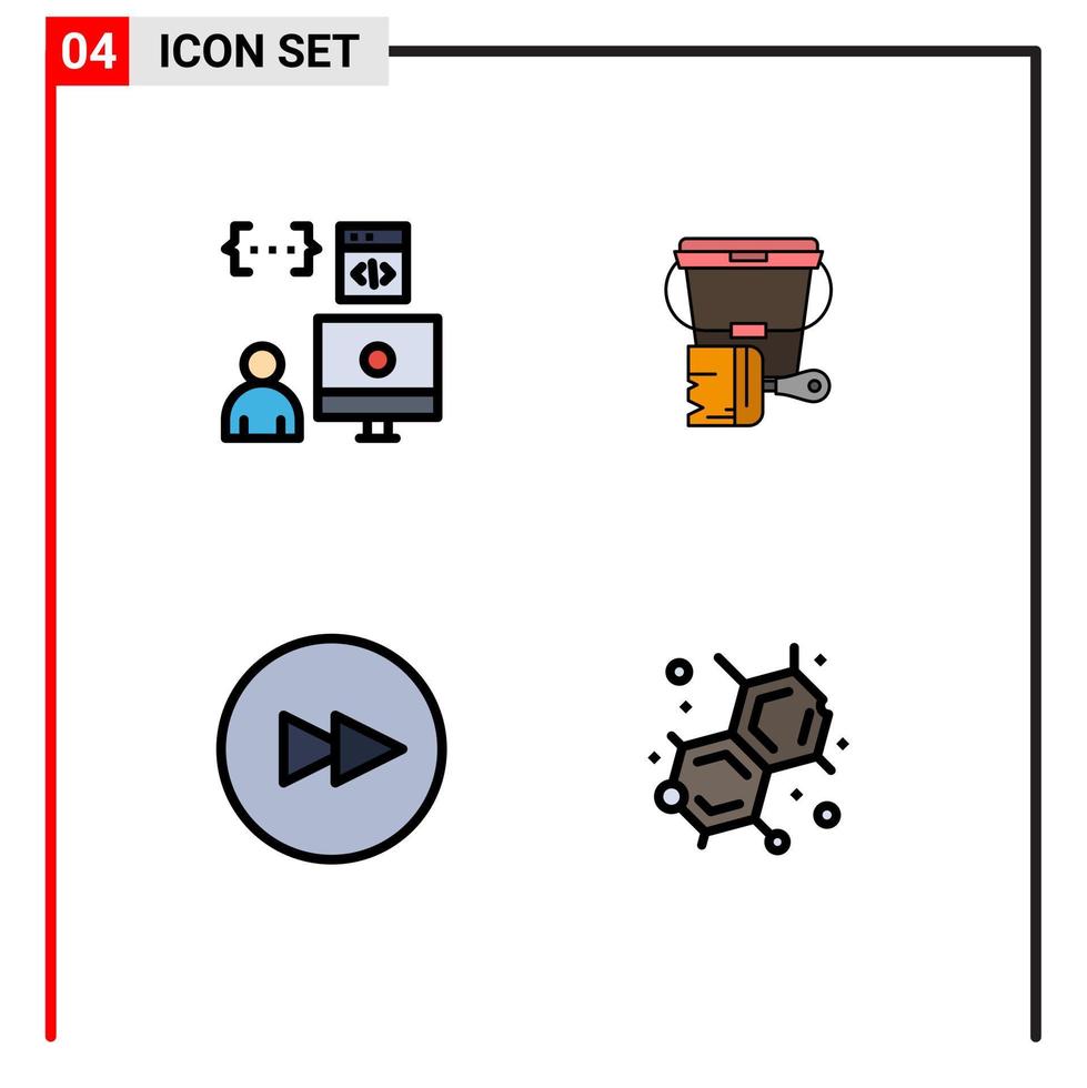4 Filledline Flat Color concept for Websites Mobile and Apps app circle development bucket next Editable Vector Design Elements