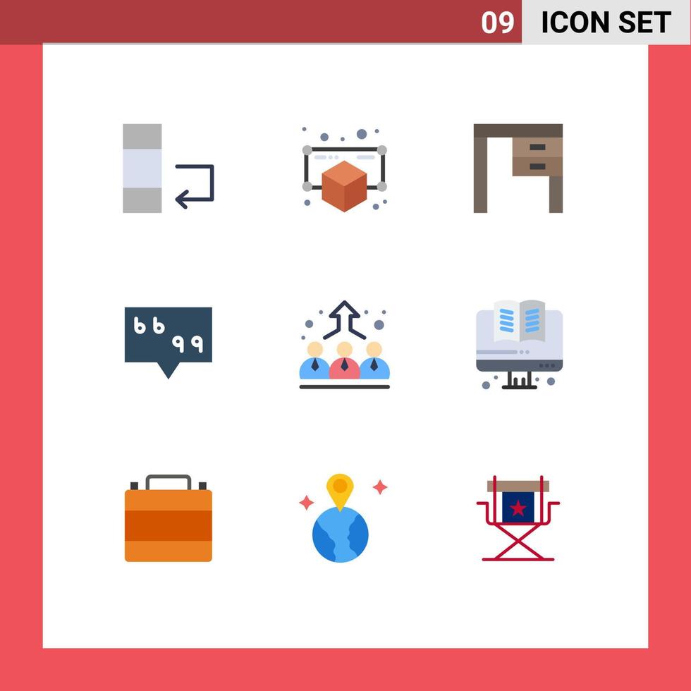 paquete de iconos de vector de stock de 9 signos y símbolos de línea para elementos de diseño de vector editables de burbuja de cotización de escritorio de negocios del empleador