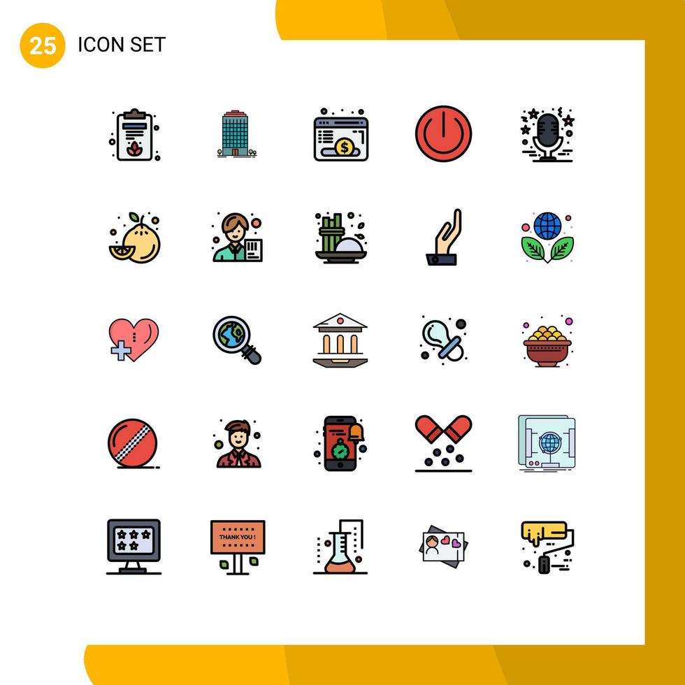 conjunto de 25 iconos modernos de ui símbolos signos para música micrófono página web star power elementos de diseño vectorial editables vector