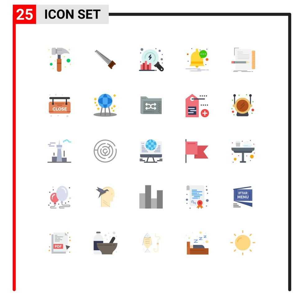 Group of 25 Flat Colors Signs and Symbols for file code analysis notification communication Editable Vector Design Elements