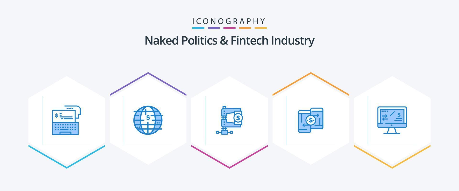 Naked Politics And Fintech Industry 25 Blue icon pack including payment. mobile. cryptocurrency. reform. income vector