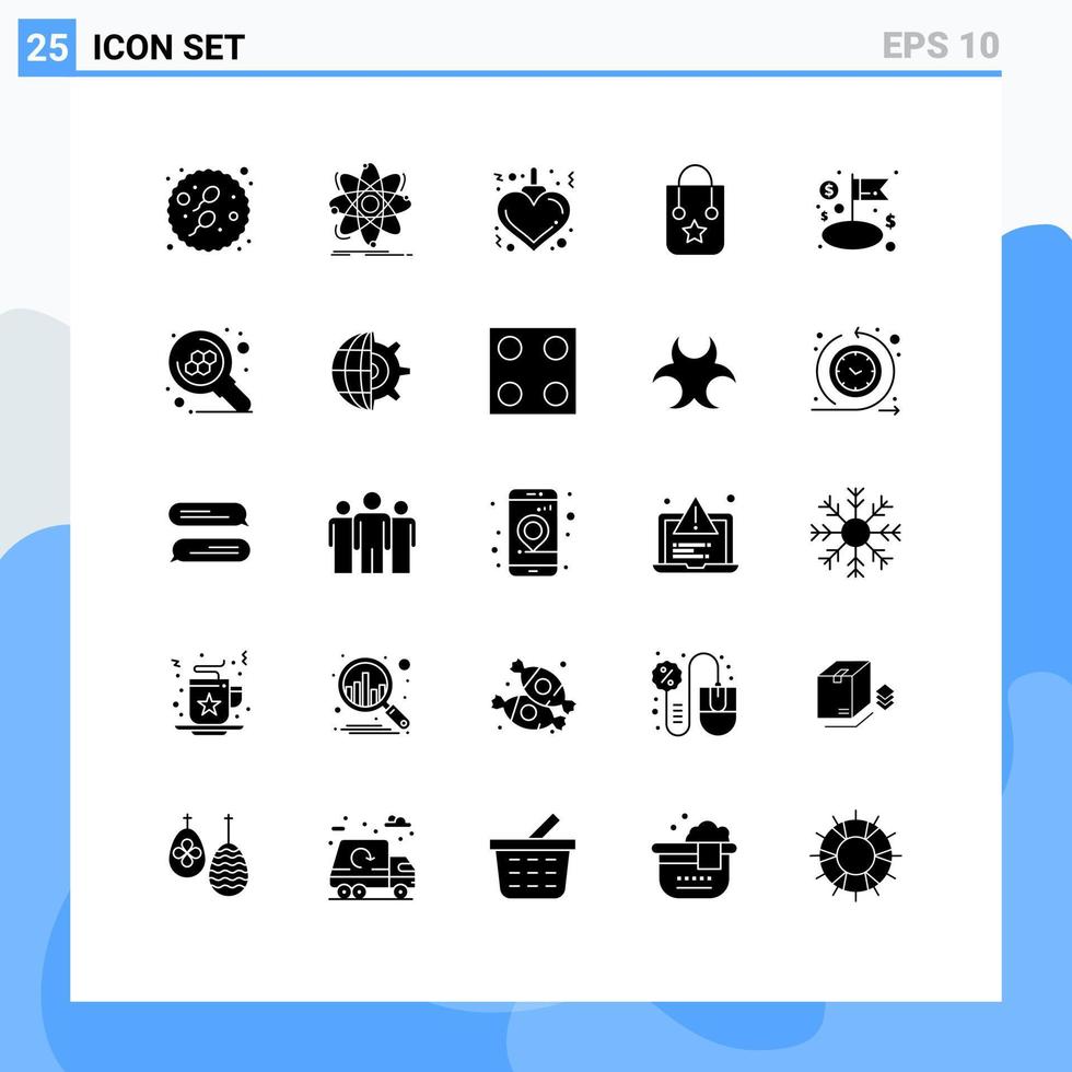 Modern Set of 25 Solid Glyphs and symbols such as flag journey nuclear trip handbag Editable Vector Design Elements