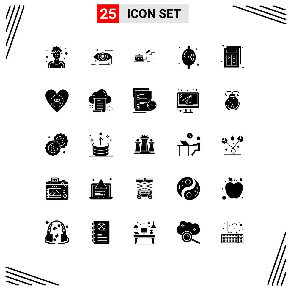 conjunto de 25 iconos de ui modernos símbolos signos para tecnología de éxito de frutas líder personal elementos de diseño de vectores editables