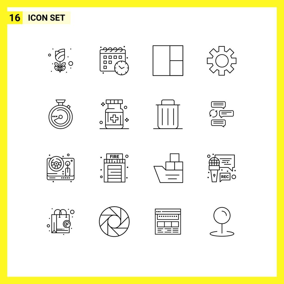 Set of 16 Commercial Outlines pack for care navigation layout compass global Editable Vector Design Elements