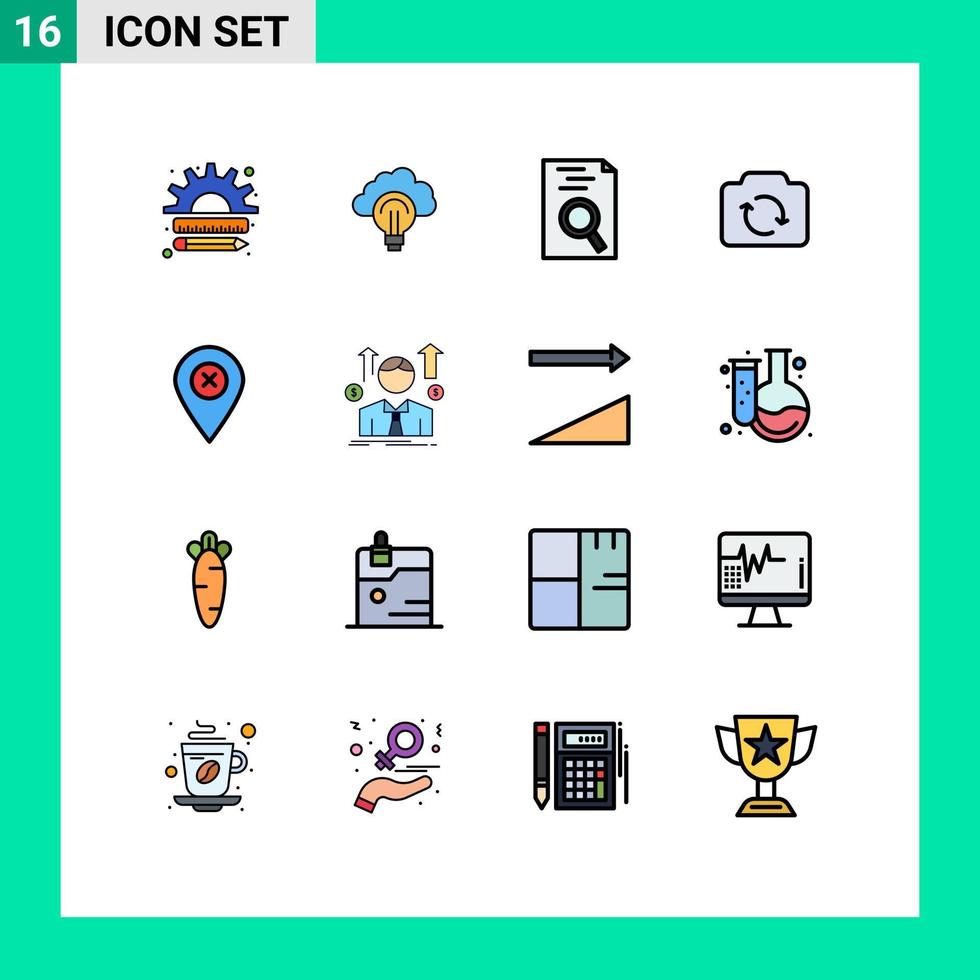 Set of 16 Modern UI Icons Symbols Signs for location basic focus refresh search Editable Creative Vector Design Elements