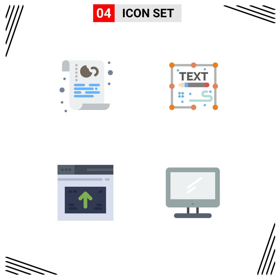 Stock Vector Icon Pack of 4 Line Signs and Symbols for cookies write privacy creative page Editable Vector Design Elements