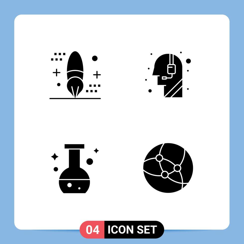 4 Creative Icons Modern Signs and Symbols of brush tube development call lab Editable Vector Design Elements