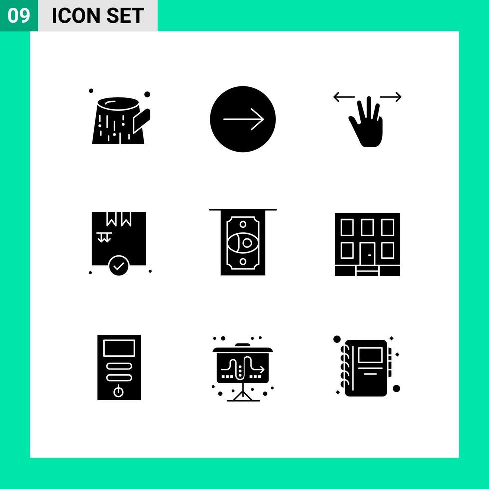 9 iconos creativos, signos y símbolos modernos de dinero en casa, cheque en efectivo móvil, elementos de diseño vectorial editables vector