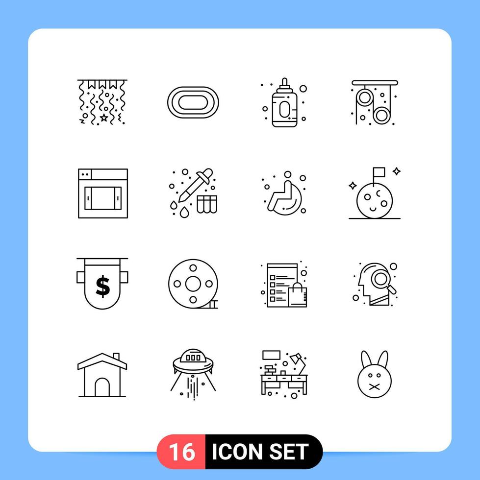 Paquete de 16 esquemas de interfaz de usuario de signos y símbolos modernos de diseño químico investigación web infantil elementos de diseño vectorial editables vector