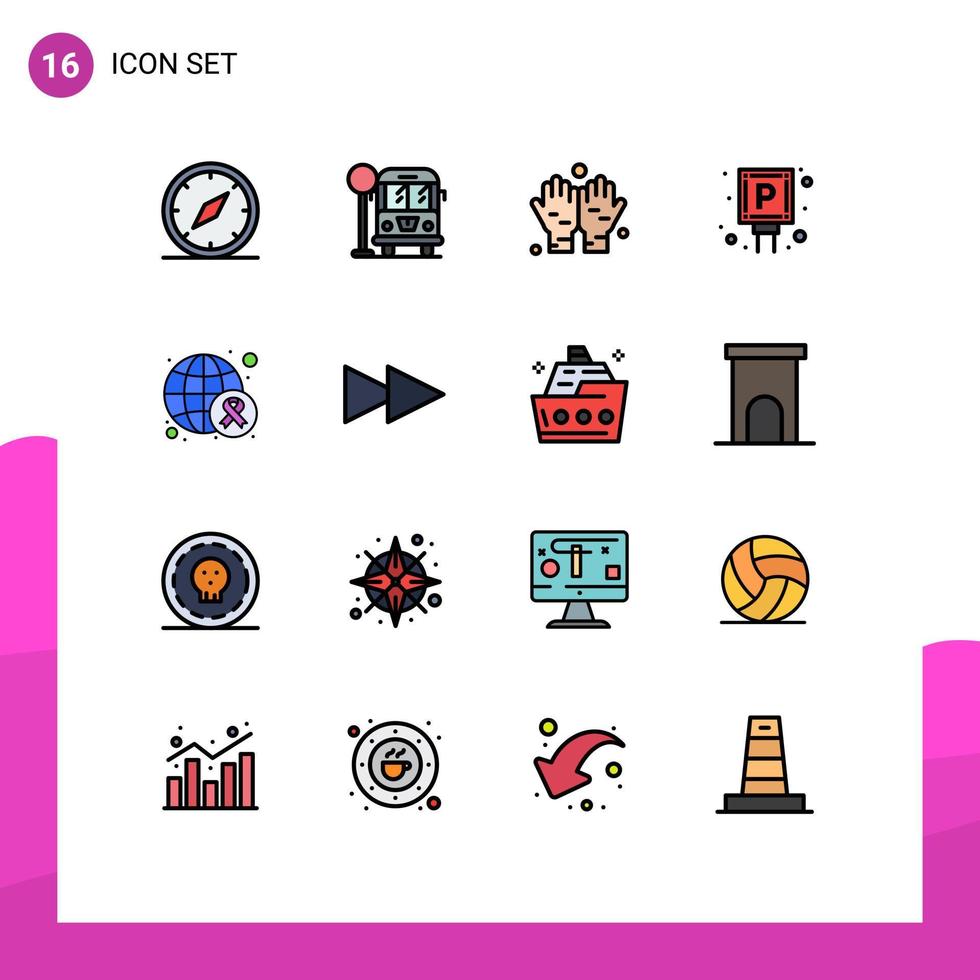 conjunto de 16 iconos modernos de la interfaz de usuario signos de símbolos para la conciencia del día dua sign lot elementos de diseño de vectores creativos editables