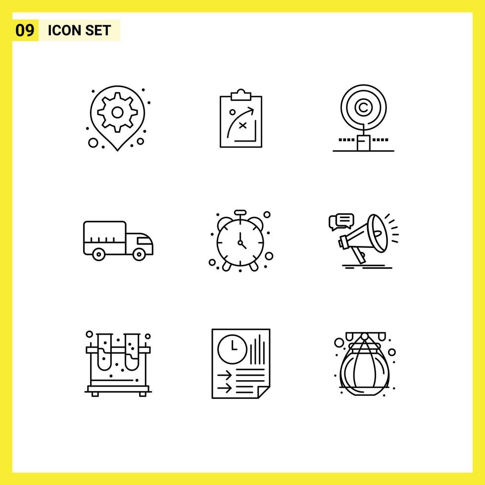 Pack of 9 creative Outlines of logistics property tactics owner copyright Editable Vector Design Elements