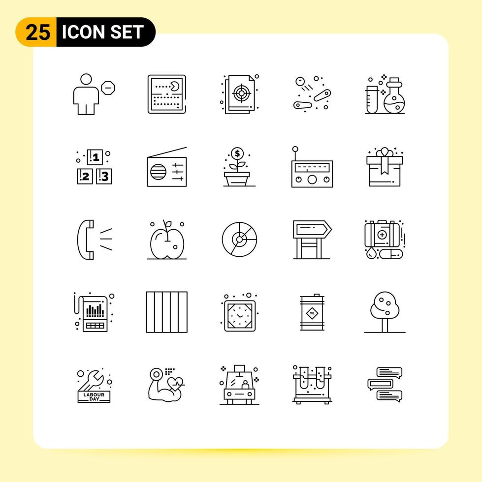 25 Creative Icons Modern Signs and Symbols of play fun play pinball target Editable Vector Design Elements