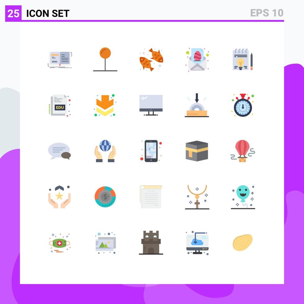 conjunto de 25 iconos de interfaz de usuario modernos símbolos signos para mensajes de negocios carta de dieta pascua elementos de diseño vectorial editables vector