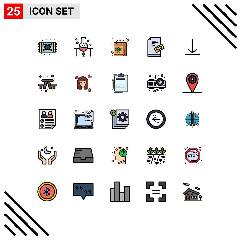 Group of 25 Filled line Flat Colors Signs and Symbols for pad ticket science lab pass shop Editable Vector Design Elements