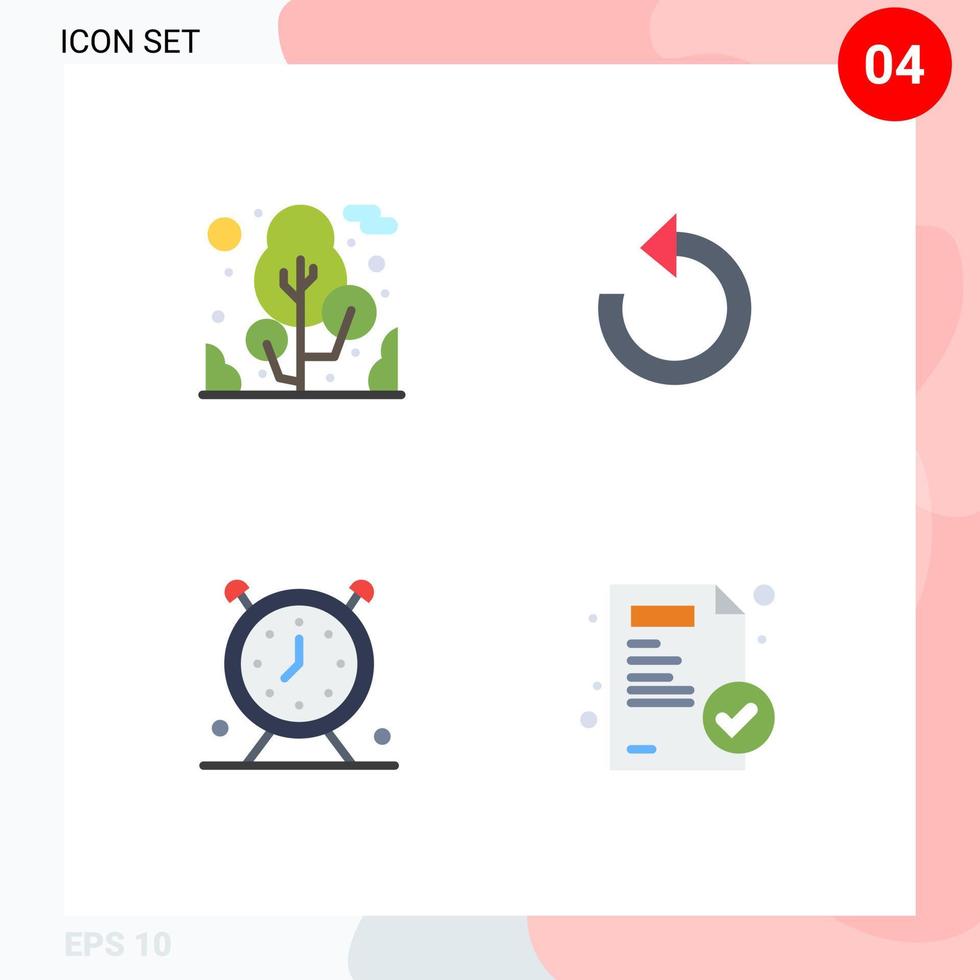 4 Universal Flat Icon Signs Symbols of plant schedule refresh repeat timer Editable Vector Design Elements