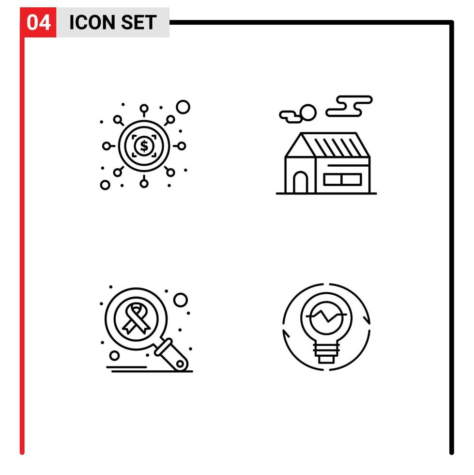 Editable Vector Line Pack of 4 Simple Filledline Flat Colors of investment infection dollar sun virus Editable Vector Design Elements