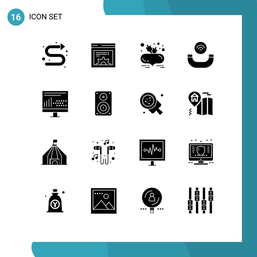 Modern Set of 16 Solid Glyphs Pictograph of programing design beetroot coding handset Editable Vector Design Elements