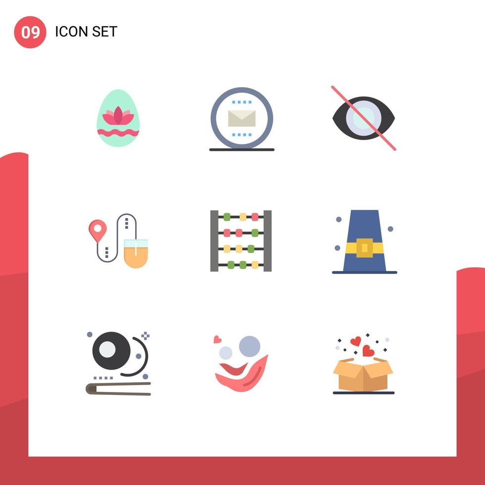 9 User Interface Flat Color Pack of modern Signs and Symbols of counter computer mail search mouse Editable Vector Design Elements