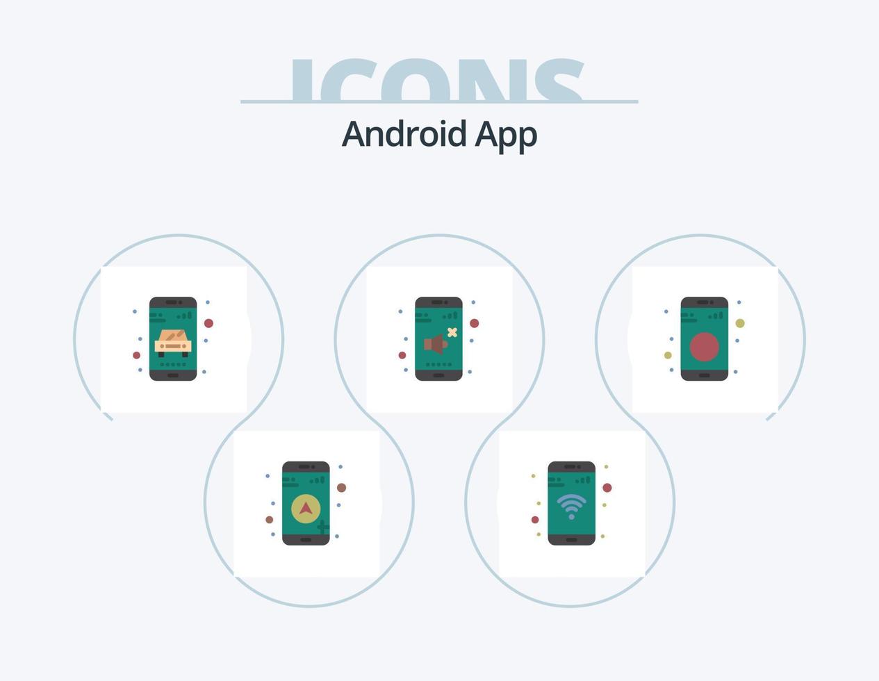 Android App Flat Icon Pack 5 Icon Design. share. bluetooth. online. control. sound vector