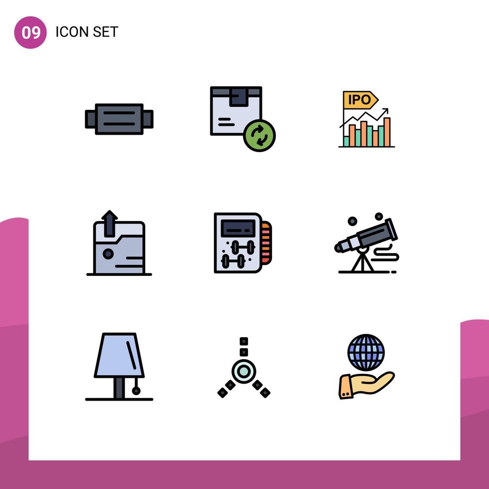 Modern Set of 9 Filledline Flat Colors and symbols such as upload business shipping public modern Editable Vector Design Elements