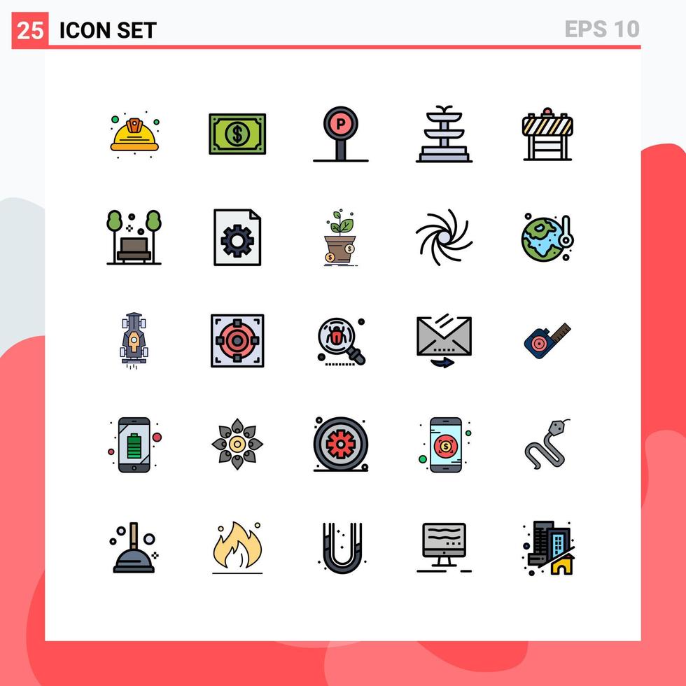 Set of 25 Modern UI Icons Symbols Signs for sign fountain watch travel service Editable Vector Design Elements