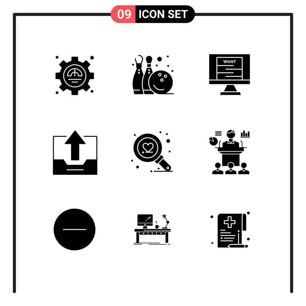 9 Universal Solid Glyph Signs Symbols of find office bandit drawer cabinet Editable Vector Design Elements