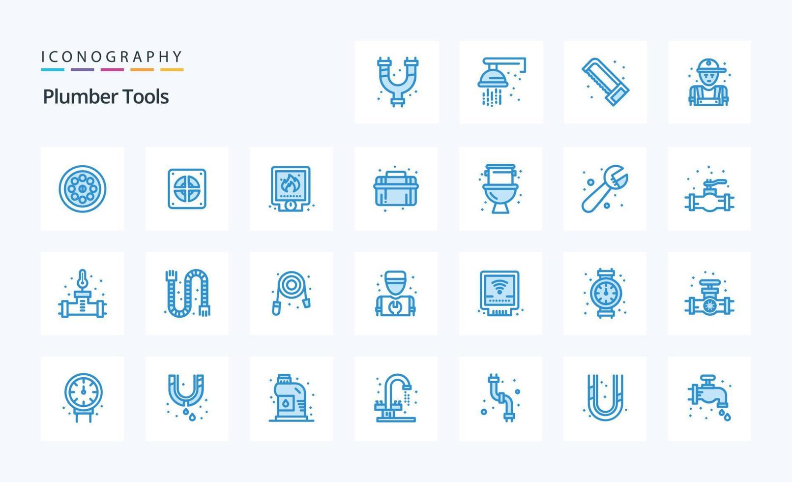 25 Plumber Blue icon pack vector