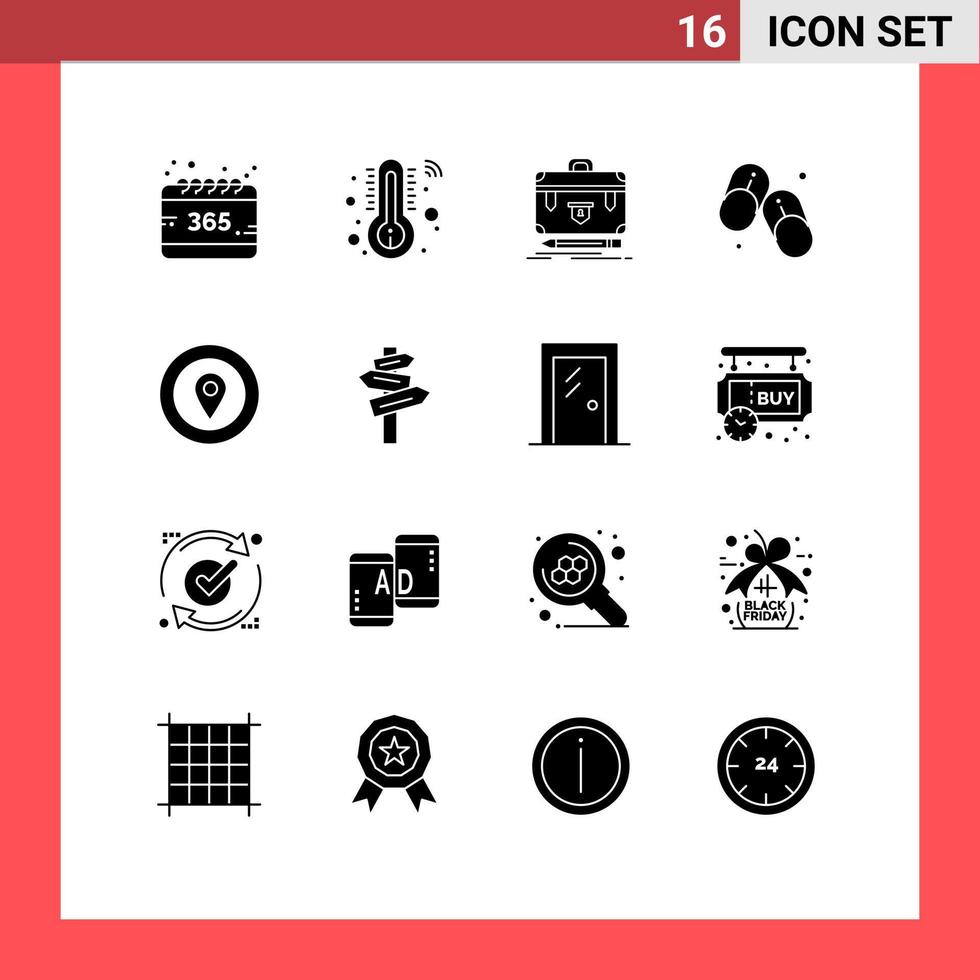 16 Universal Solid Glyph Signs Symbols of award summer business slippers flip flops Editable Vector Design Elements