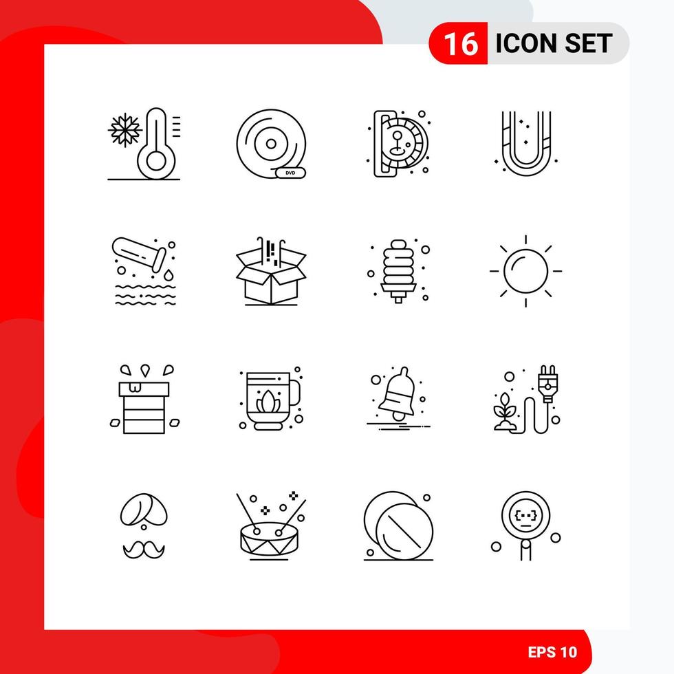 16 iconos creativos, signos y símbolos modernos de tuberías de dispositivos de almacenamiento de plomero de gas, reproducen elementos de diseño de vectores editables