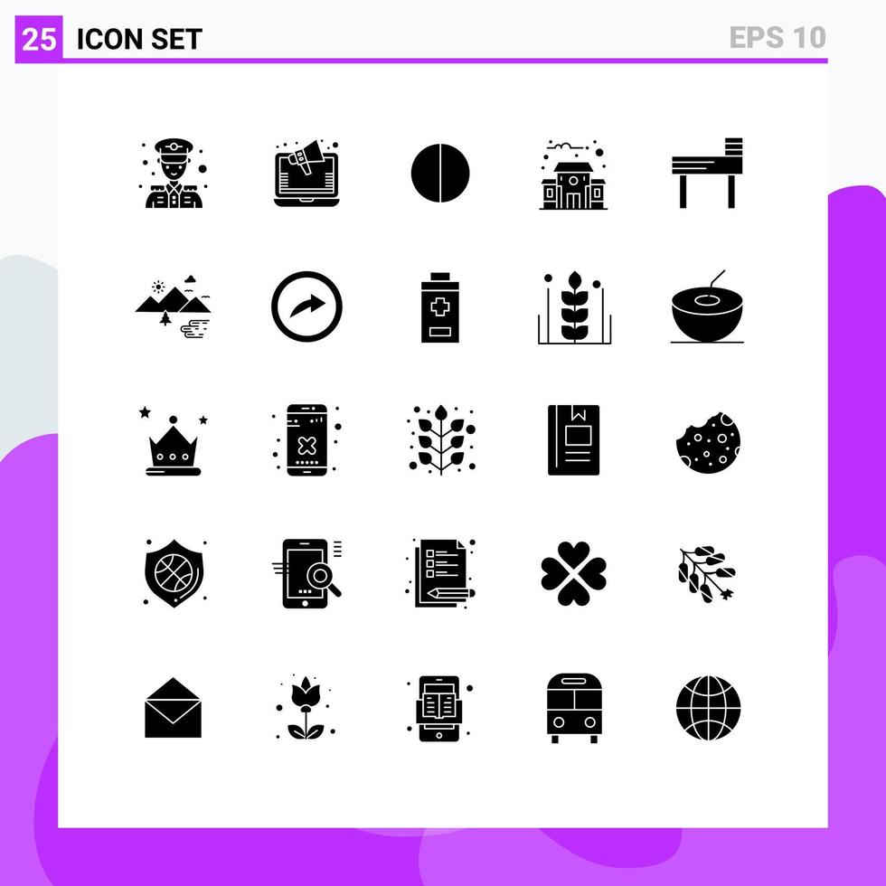 Set of 25 Modern UI Icons Symbols Signs for nature school digital education school Editable Vector Design Elements