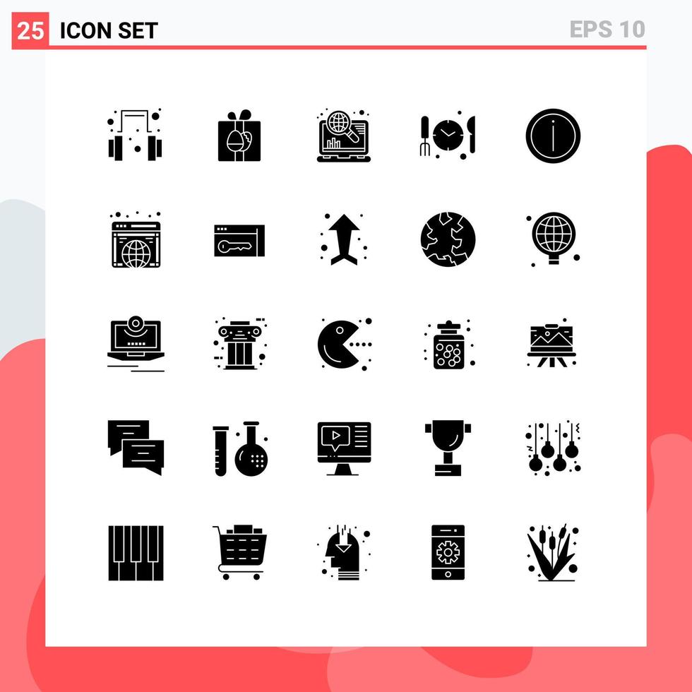 Stock Vector Icon Pack of 25 Line Signs and Symbols for info faq marketing details dnner Editable Vector Design Elements