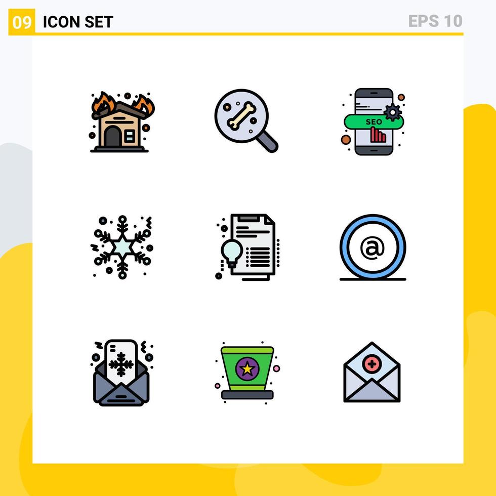 Pictogram Set of 9 Simple Filledline Flat Colors of email solution seo online invention certificate Editable Vector Design Elements