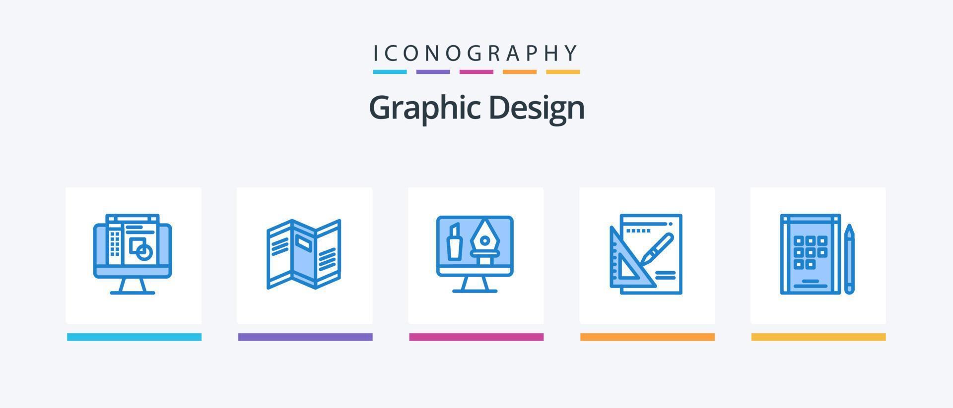 Graphic Design Blue 5 Icon Pack Including notes. book. editing. success. layout. Creative Icons Design vector