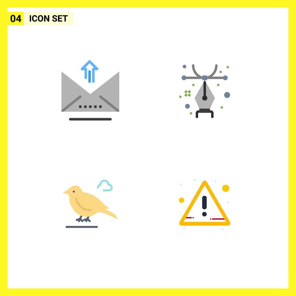 Flat Icon Pack of 4 Universal Symbols of email small upload pen alert Editable Vector Design Elements