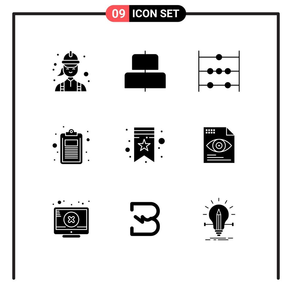 Stock Vector Icon Pack of 9 Line Signs and Symbols for star test abacus list document Editable Vector Design Elements