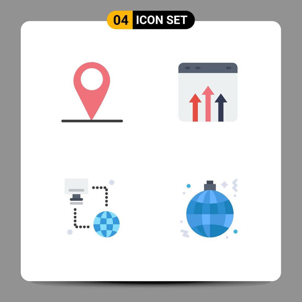 paquete de iconos planos de 4 símbolos universales de tecnología gps monitor de crecimiento empresarial elementos de diseño vectorial editables vector