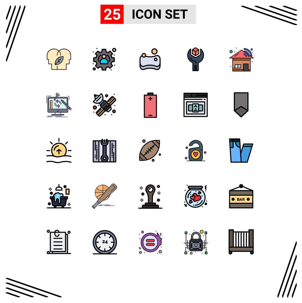 User Interface Pack of 25 Basic Filled line Flat Colors of smart home hygienic service product Editable Vector Design Elements