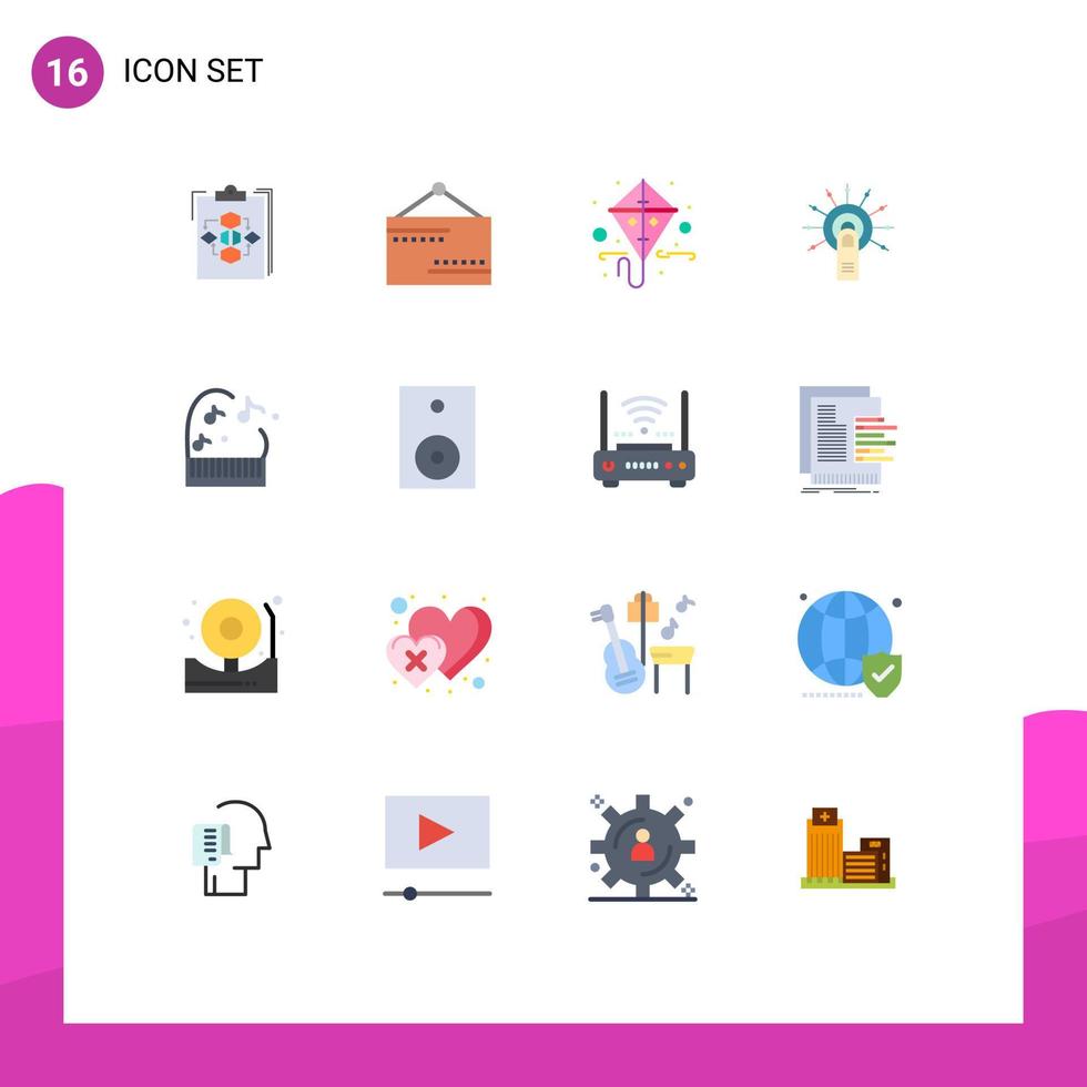 16 Creative Icons Modern Signs and Symbols of ok touch closed spring kite Editable Pack of Creative Vector Design Elements